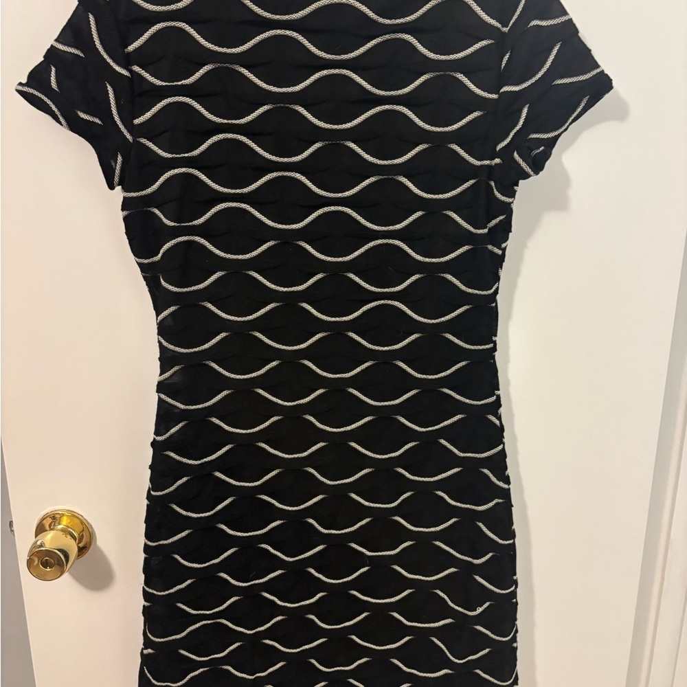 Black Ruffled Romantic Figure Flattering Delicate Feminine Dress - Picture 3 of 4